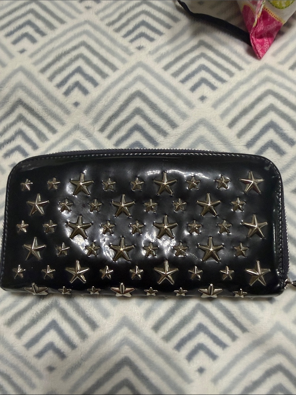 Jimmy Choo Star-Studded Black Patent  long Wallet EUC - Picture 3 of 16